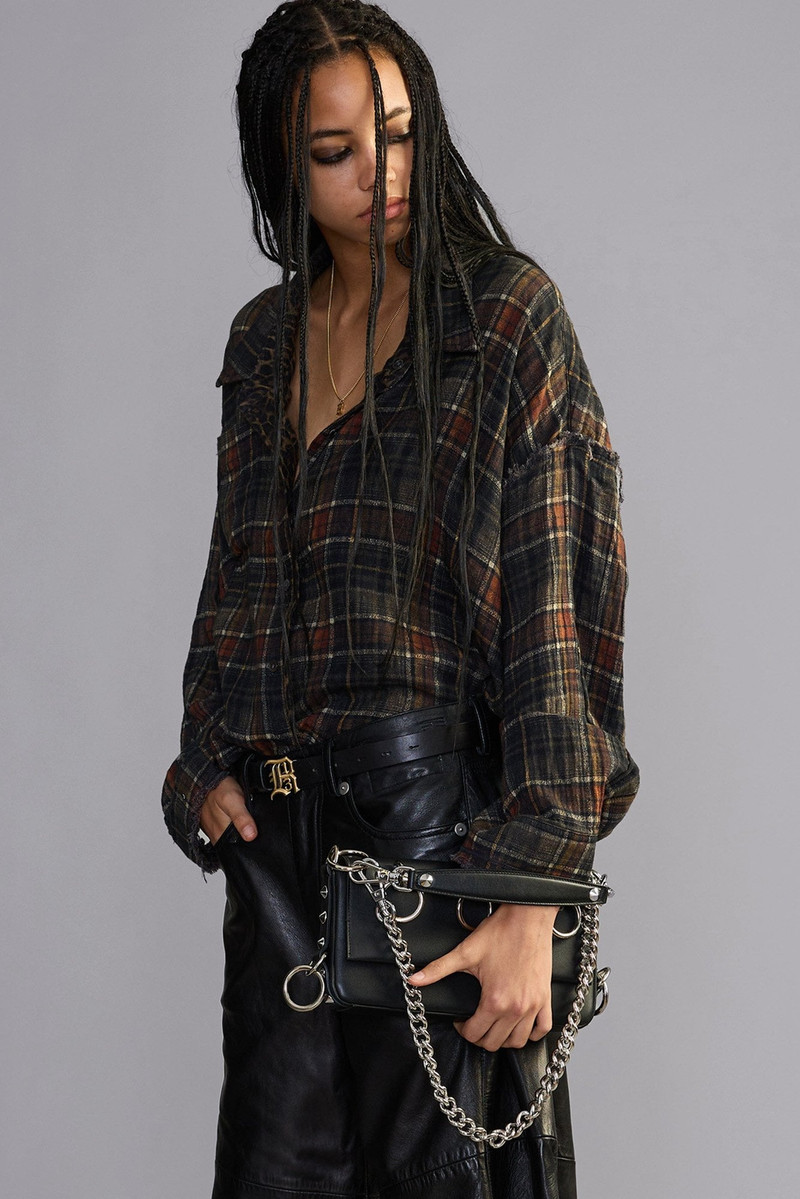 Reversible Shredded Seam Drop Neck Shirt 1