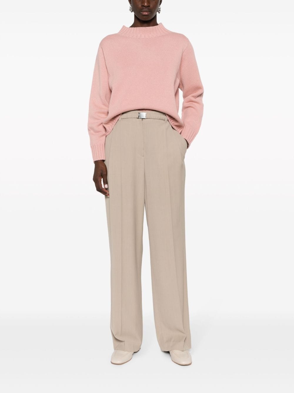 belted pleated straight-leg trousers - 2