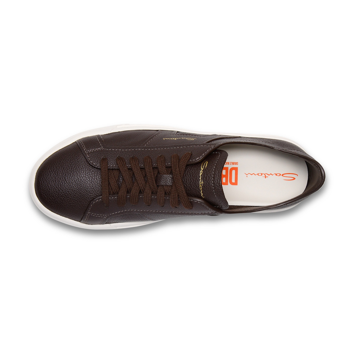 Men's dark brown tumbled leather Double Buckle Sneaker - 5