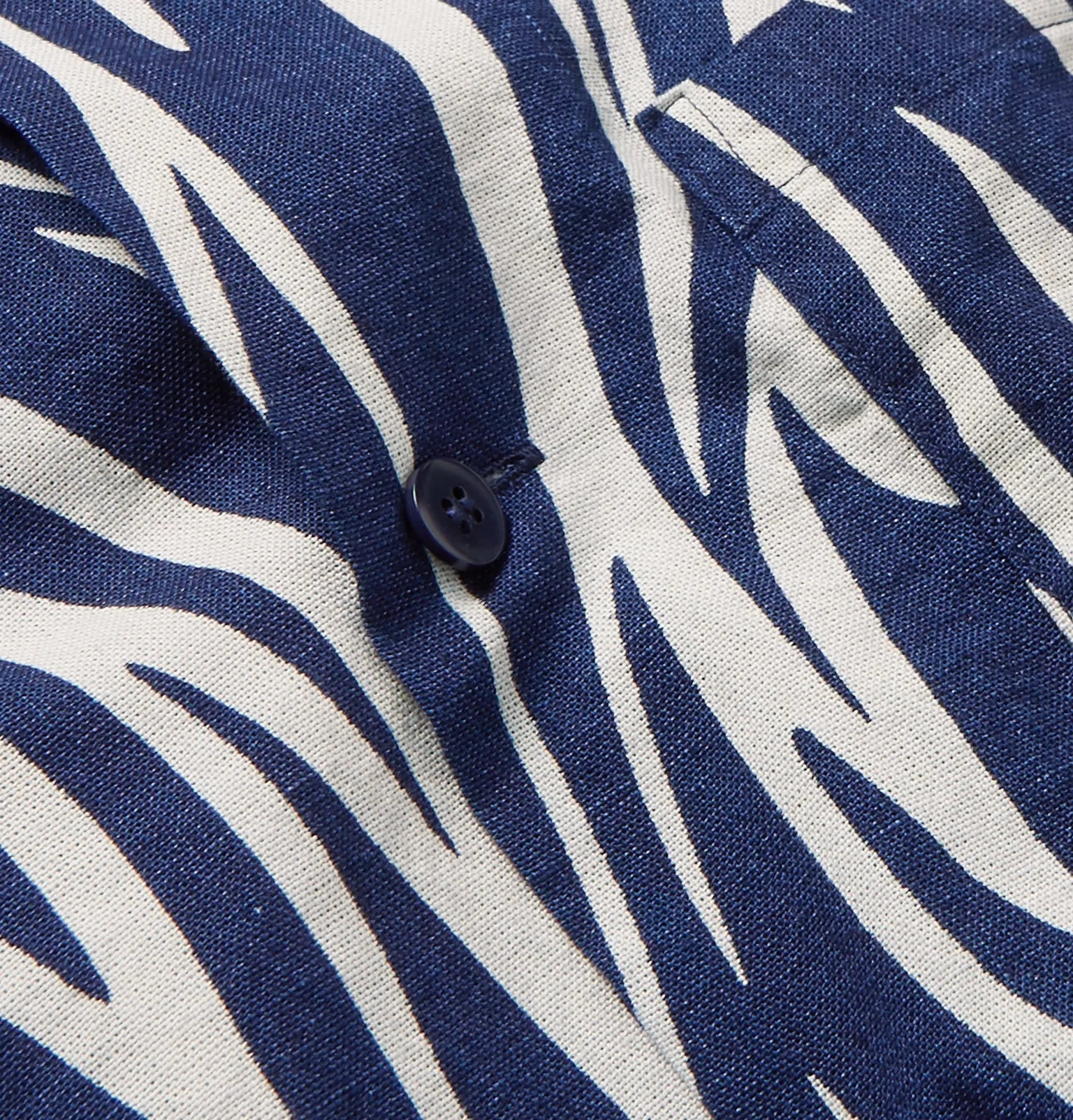 Camp-Collar Indigo-Dyed Printed Cotton Shirt - 3