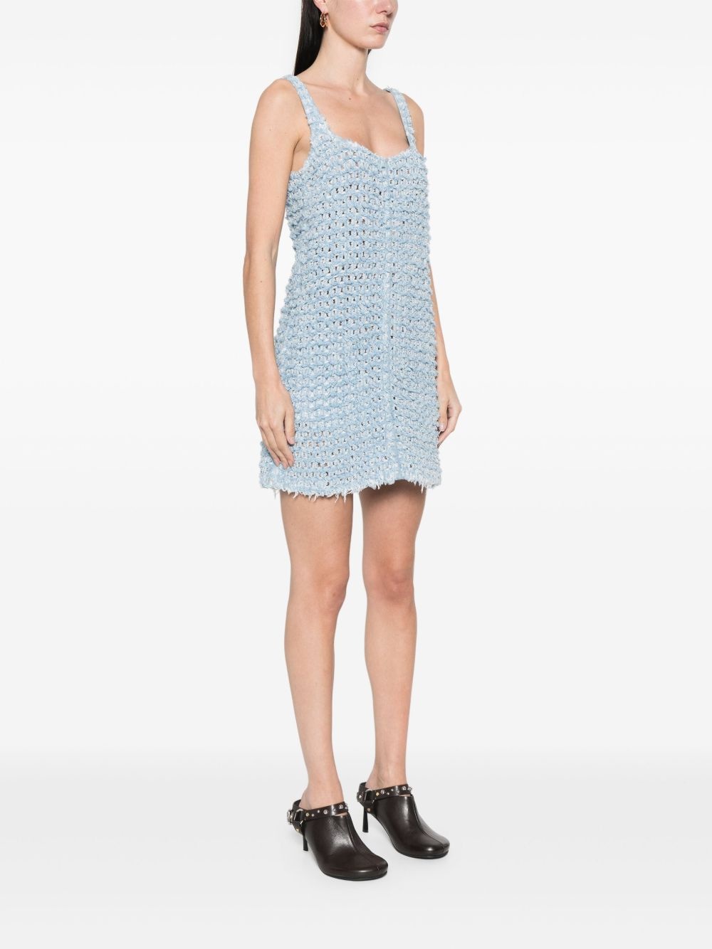bouclé denim mini dress - 3