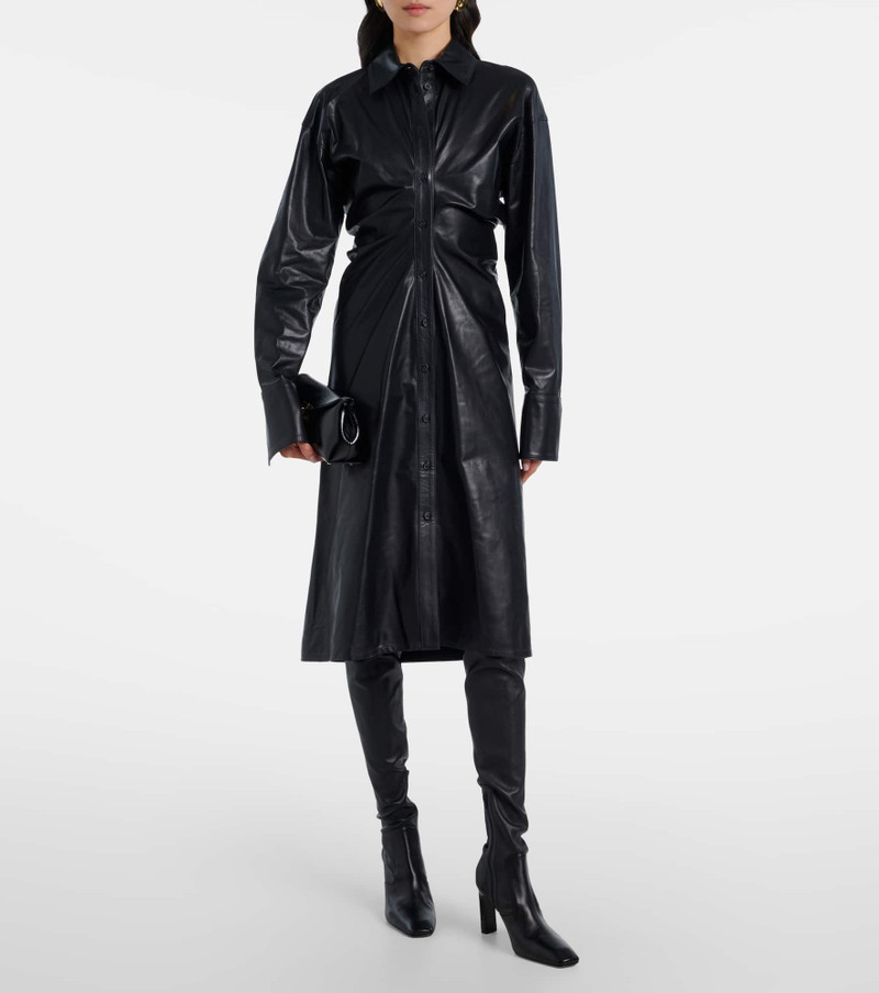Totême Ruched leather shirt dress outlook