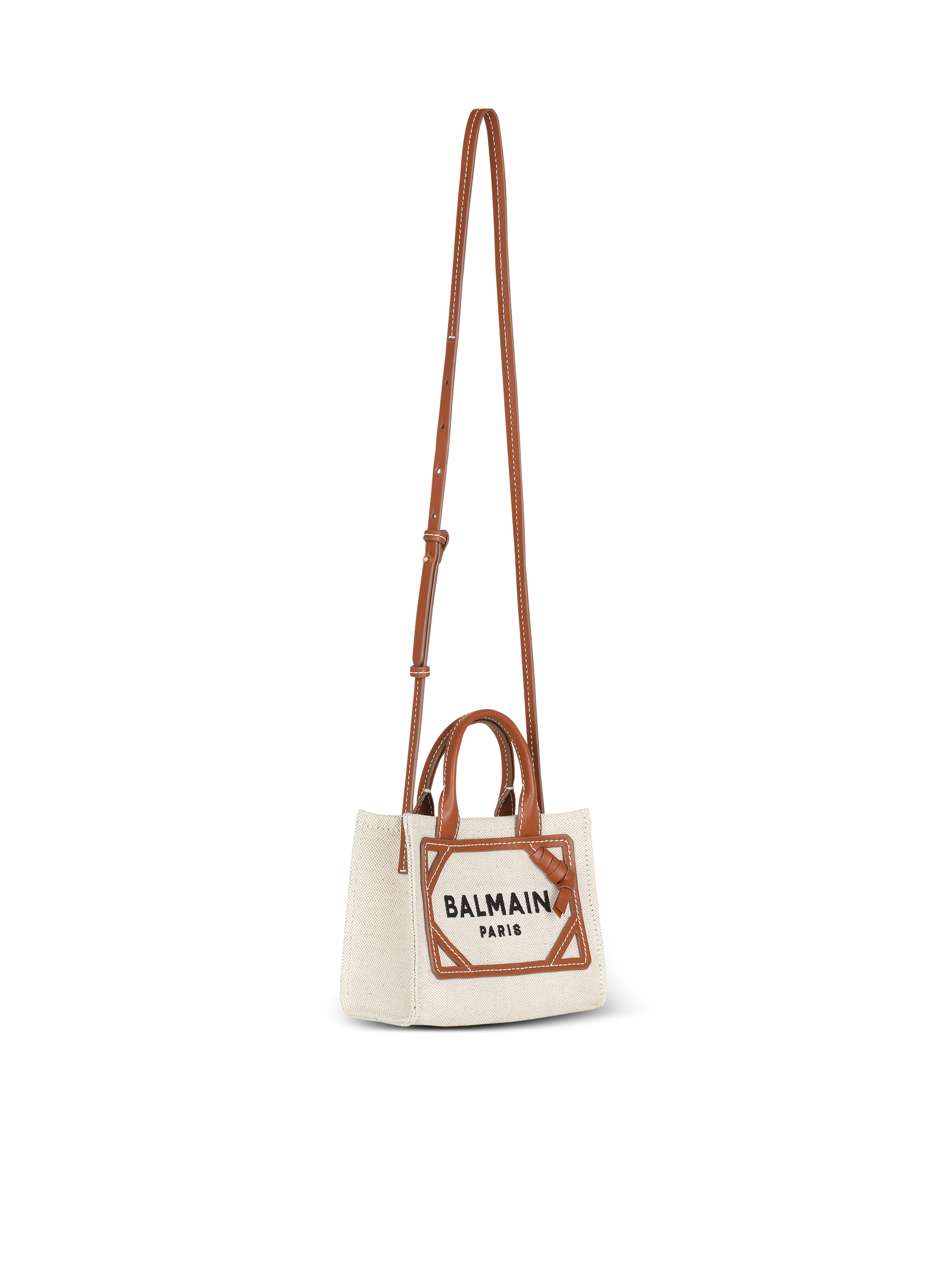 B-Army mini canvas shopping bag with leather inserts - 3