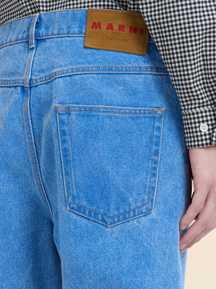 BLUE ORGANIC DENIM WIDE-LEG JEANS - 4
