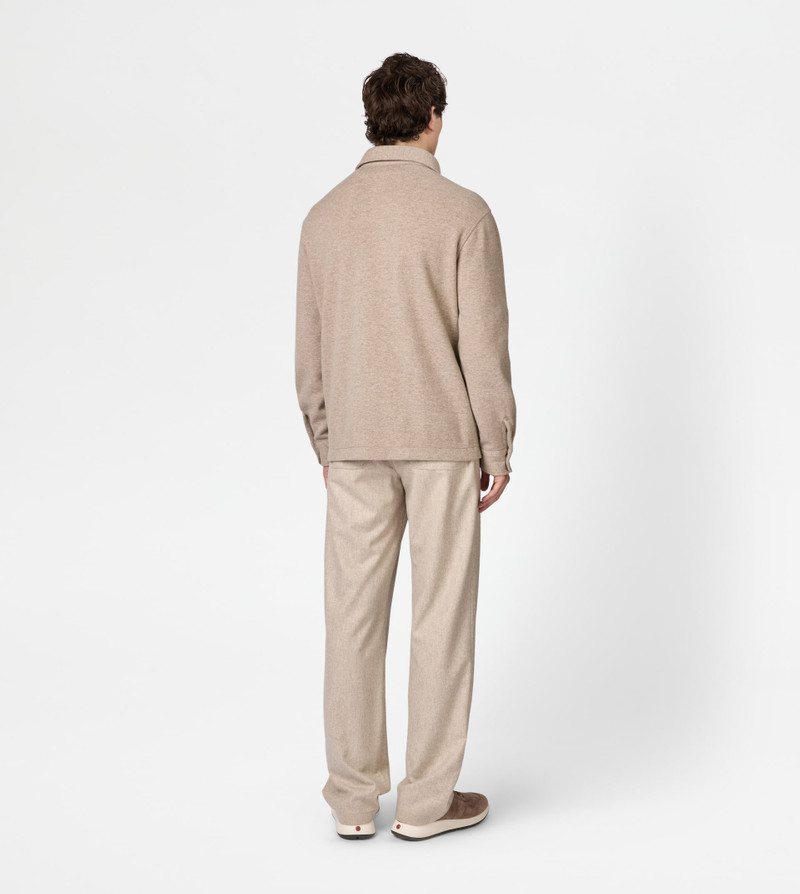 SHIRT JACKET IN CASHMERE BLEND JERSEY - BEIGE 3