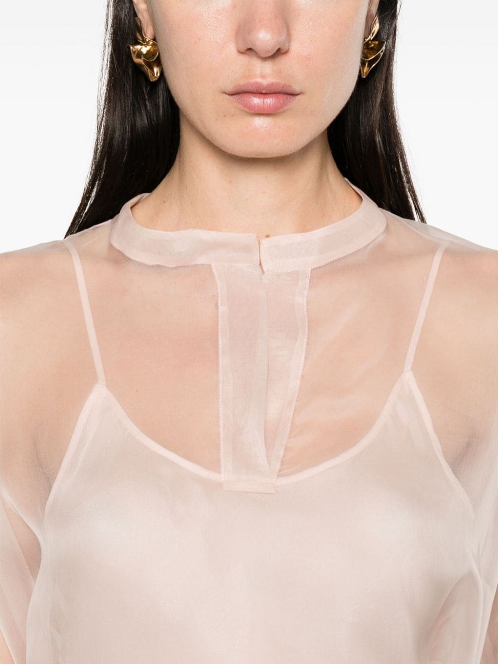 sheer layered silk blouse - 5