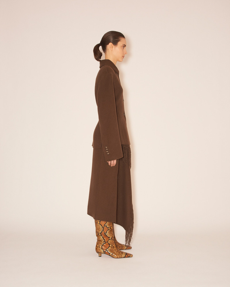 LIZA - Draped wrap light double wool blanket skirt - Soil 4