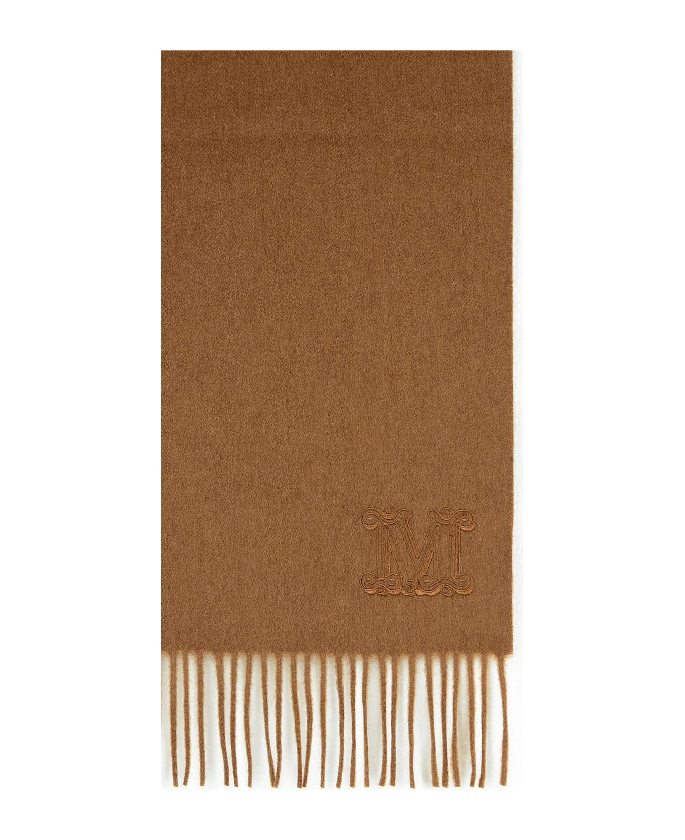 'wsdalia' Cashmere Stole With Brown 'monogram' Embroidery - 3