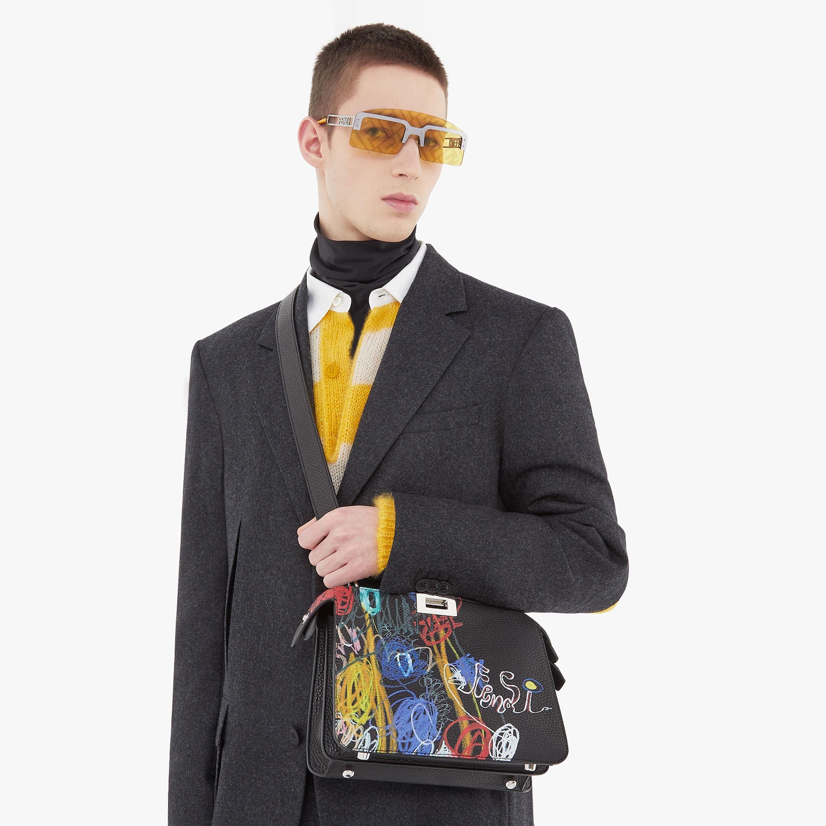 Leather bag with multicolor print - 7