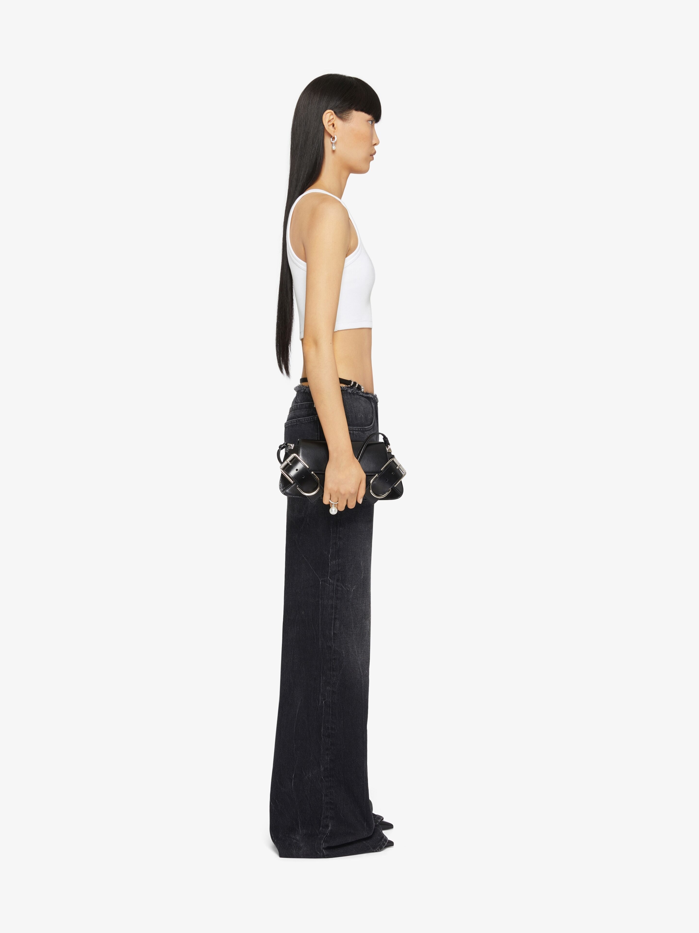 CROPPED TANK TOP IN COTTON WITH 4G DETAIL - 3