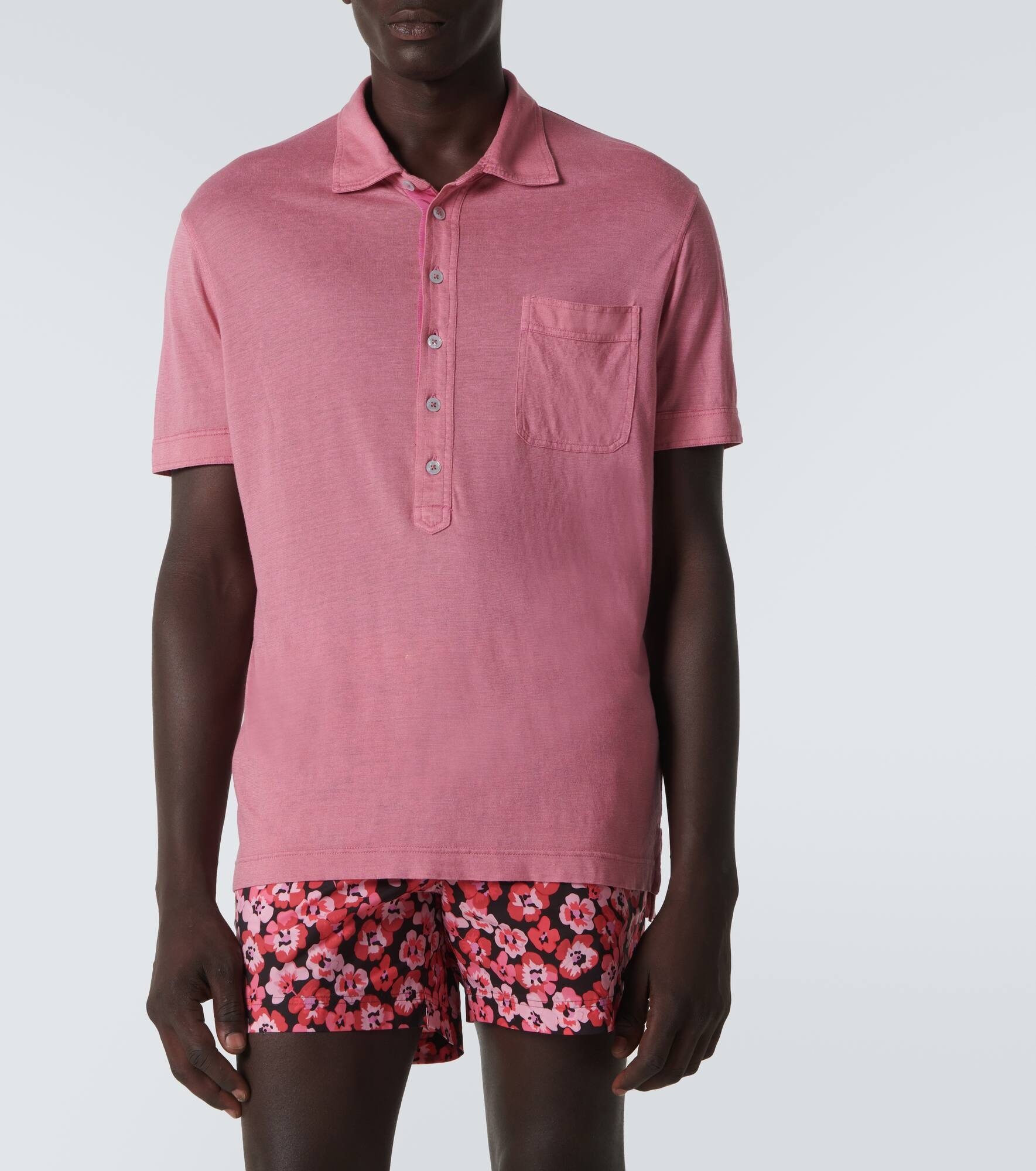 Silk and linen polo shirt - 3