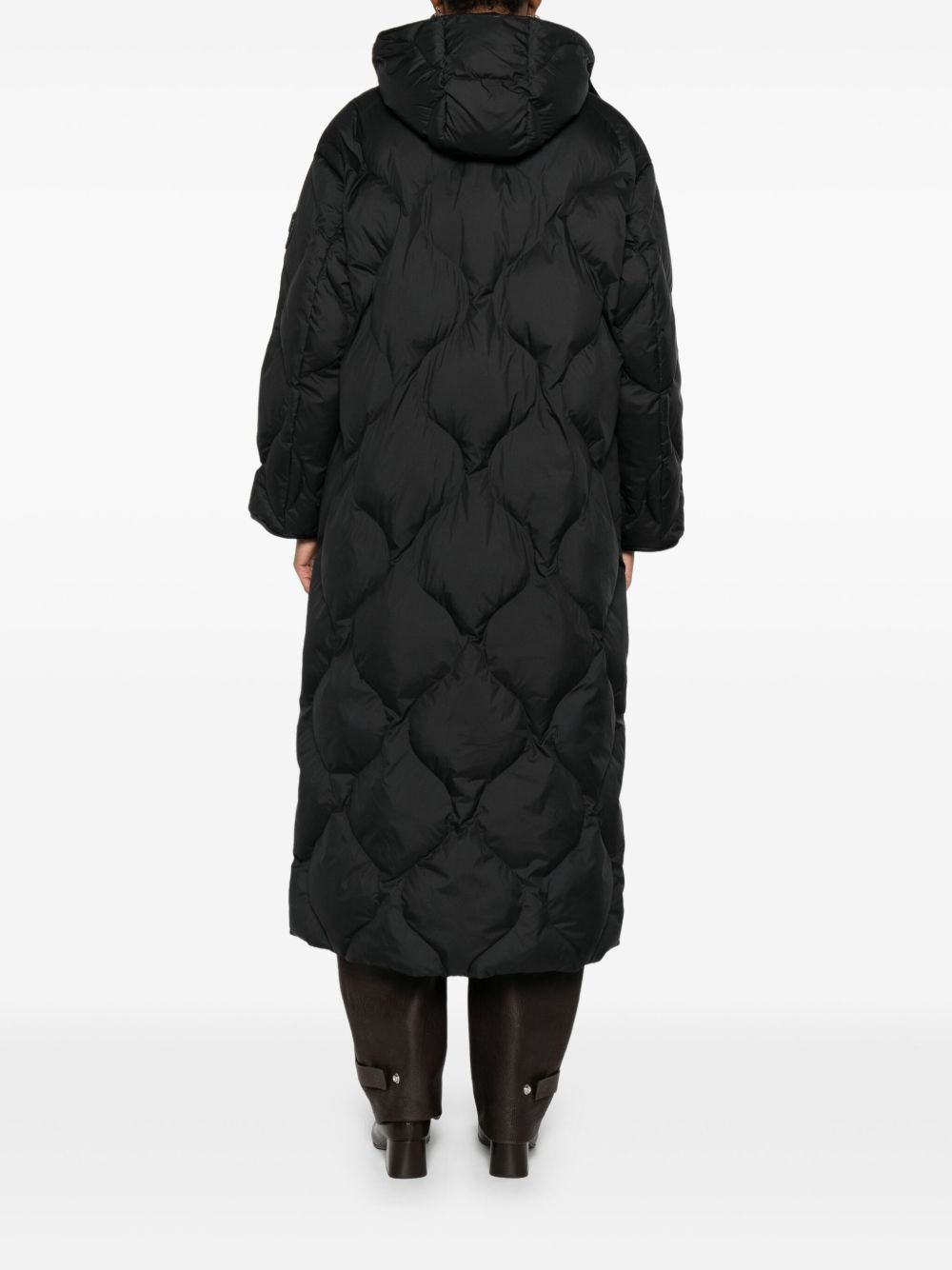 quilted leather-insert coat - 4