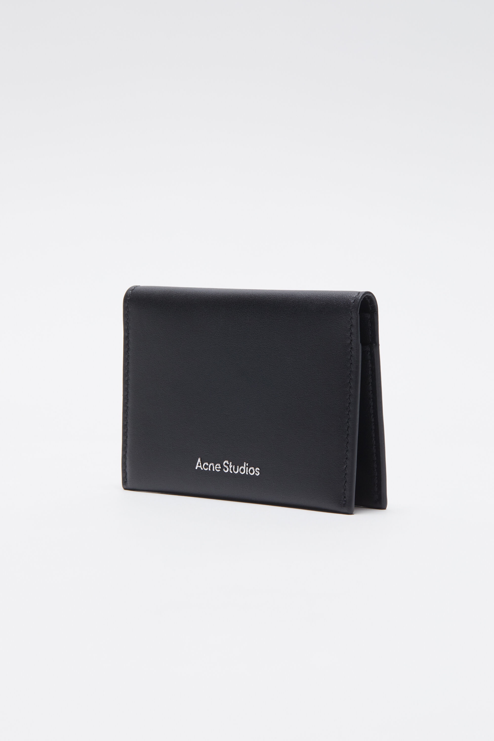 Folded leather wallet - Black - 3