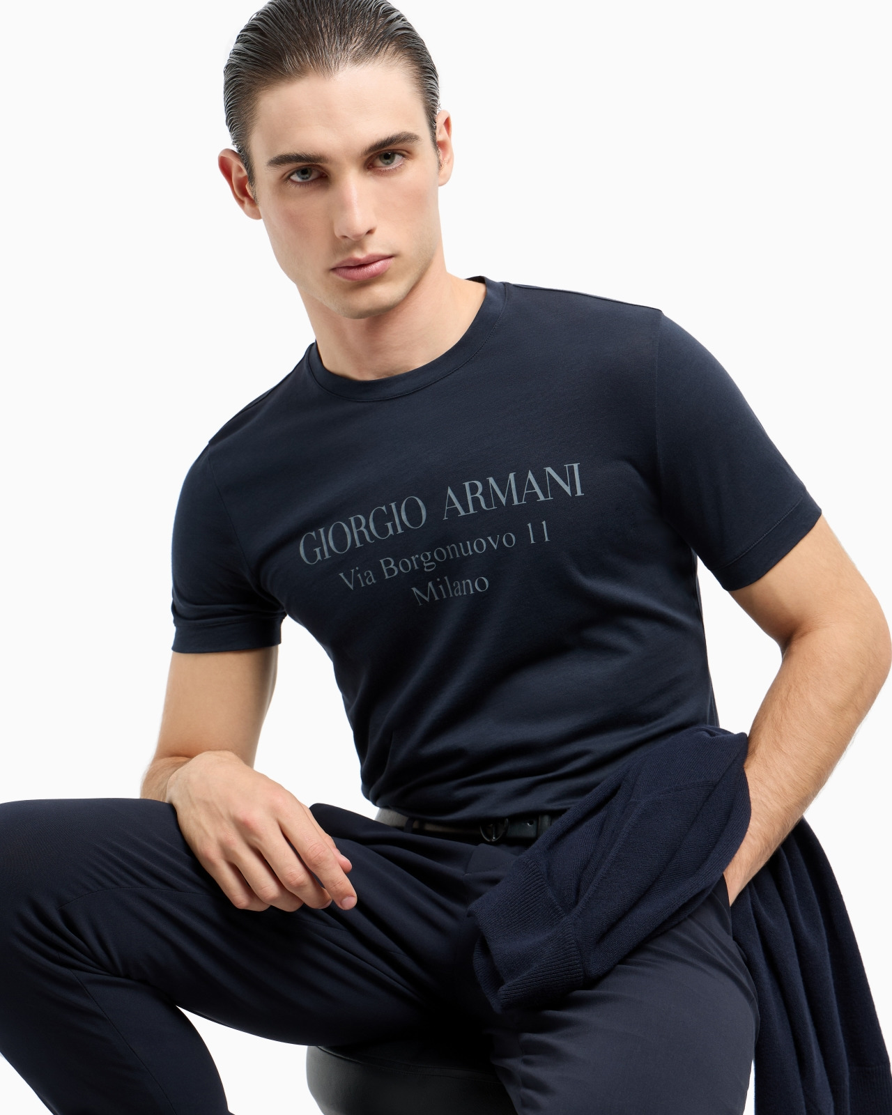 Borgonuovo 11 crew-neck T-shirt in Pima cotton jersey - 6