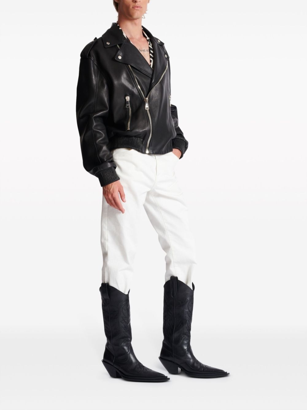 leather biker jacket - 3