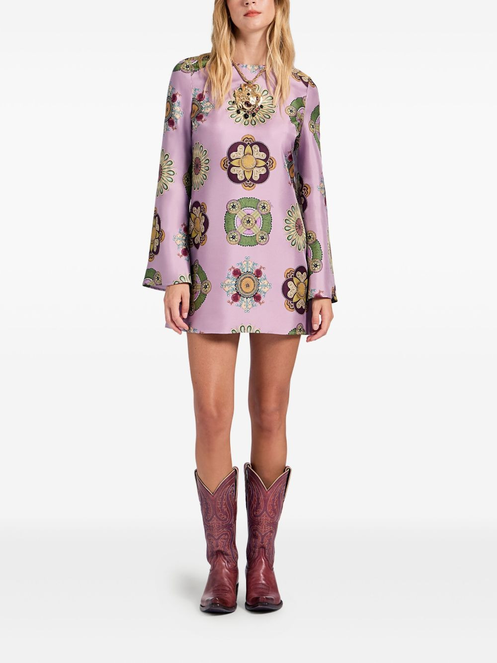 geometric-pattern mini dress - 2