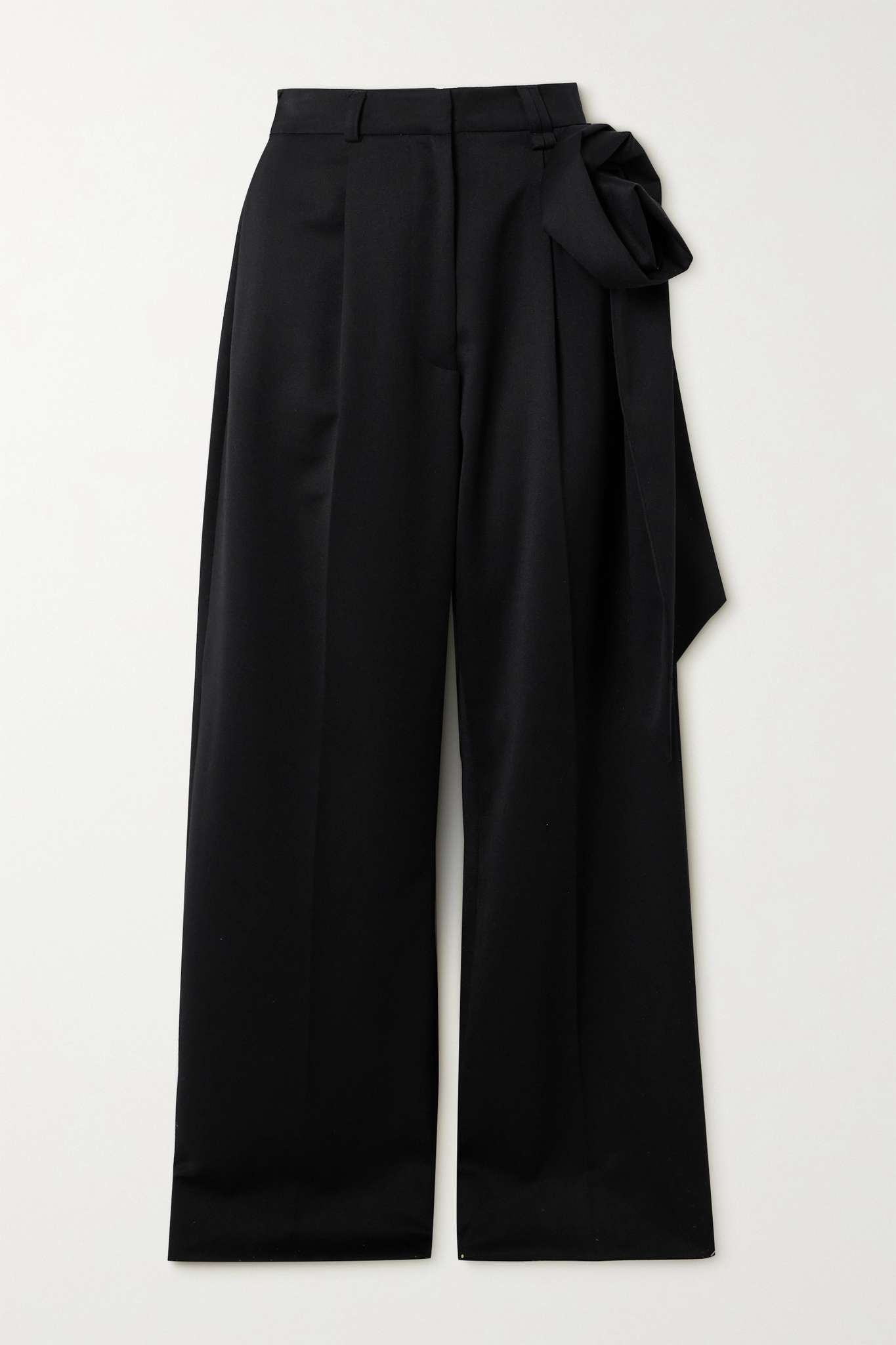 Appliquéd pleated woven straight-leg pants - 1