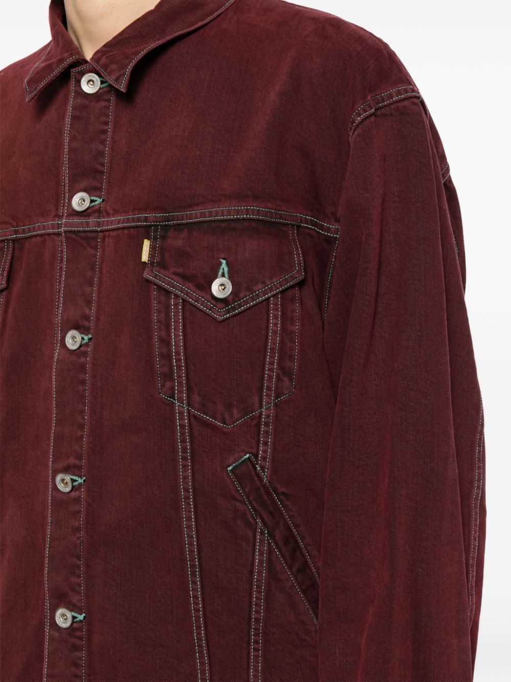 contrast-stitching denim jacket - 5