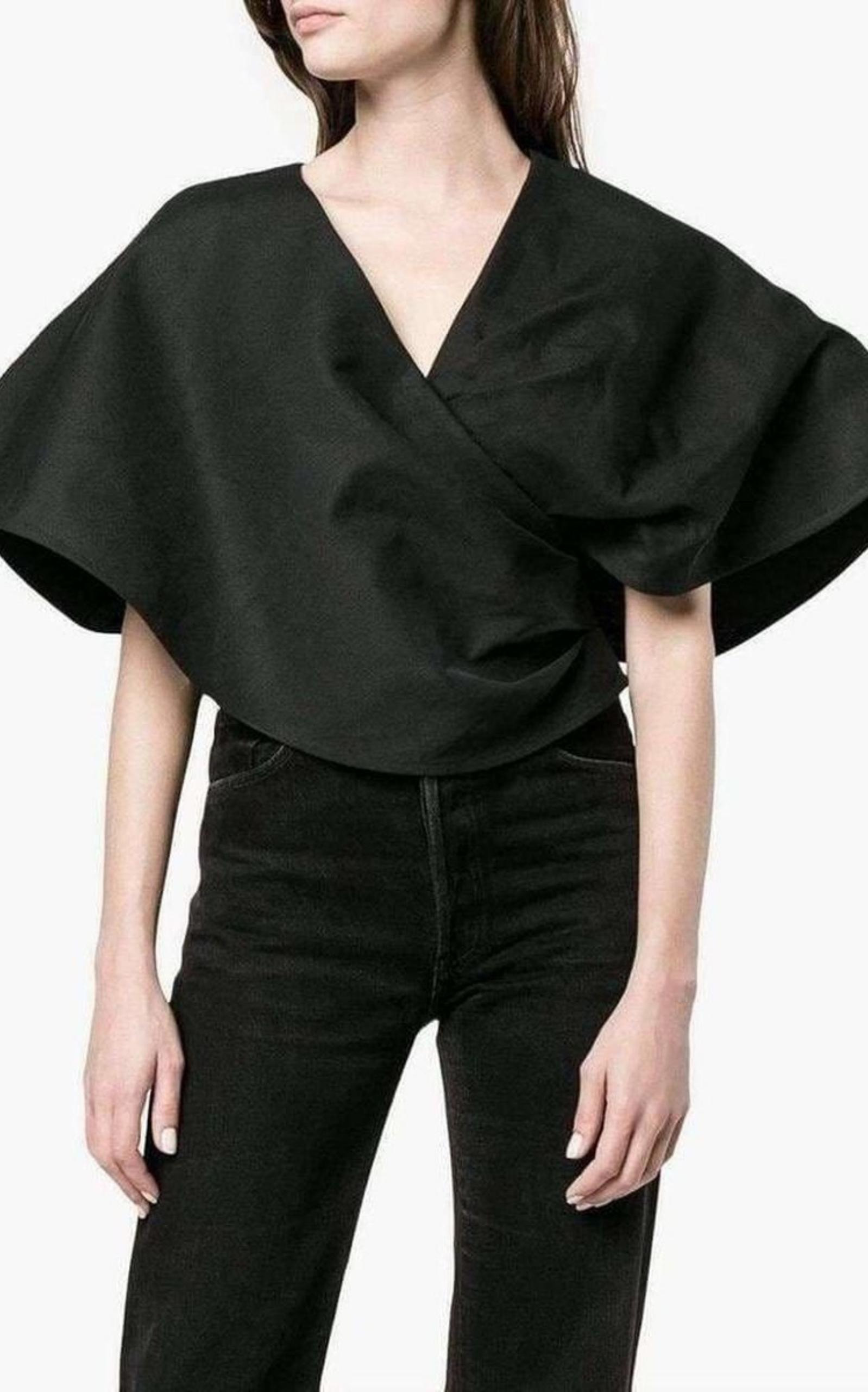 Cropped Bolero Wrap Blouse - 2