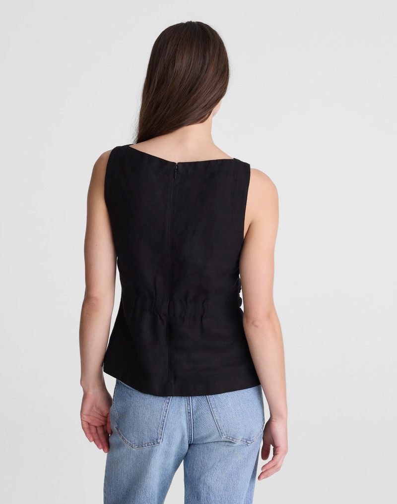 Madewell Cinched Boatneck Sleeveless Top in 100% Linen outlook