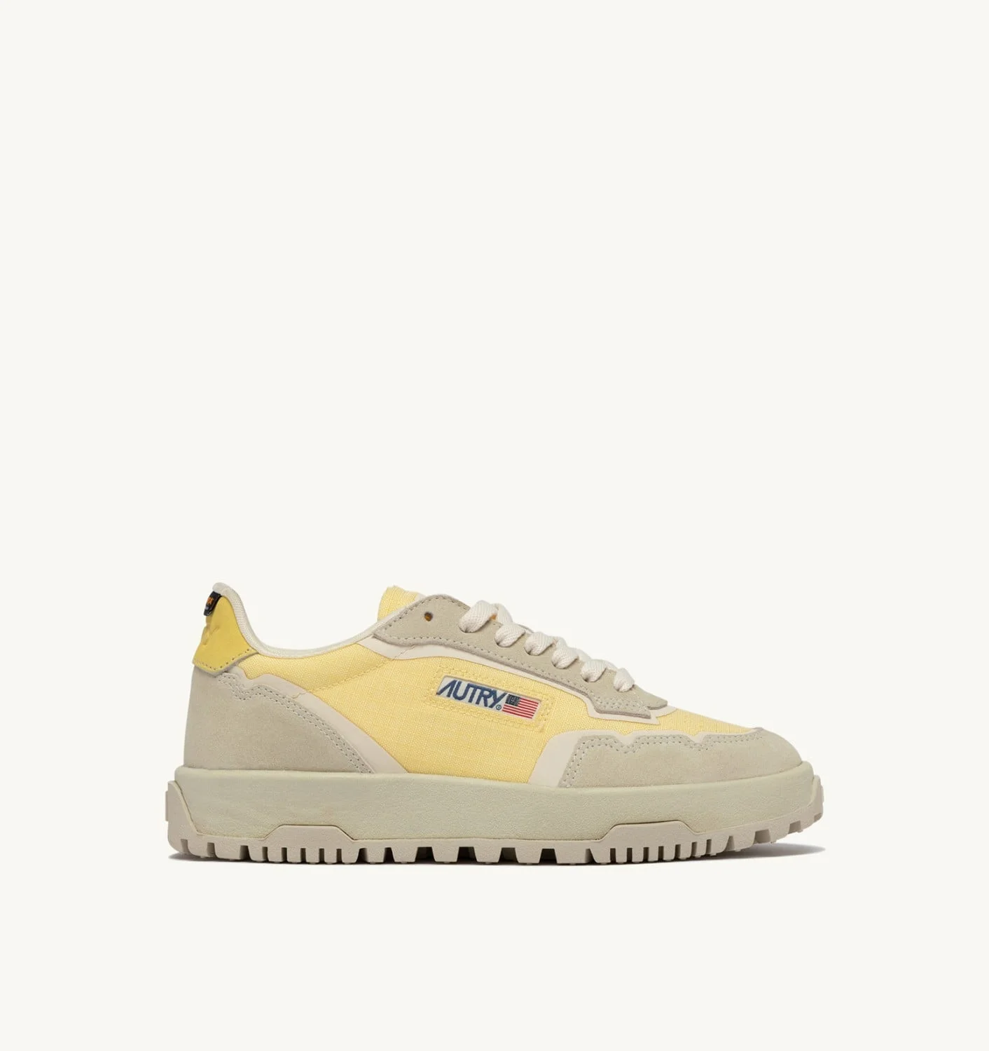 WILDPACE LOW SNEAKERS IN WHITE AND LEMON MERINGUE CORDURA AND SUEDE - 1