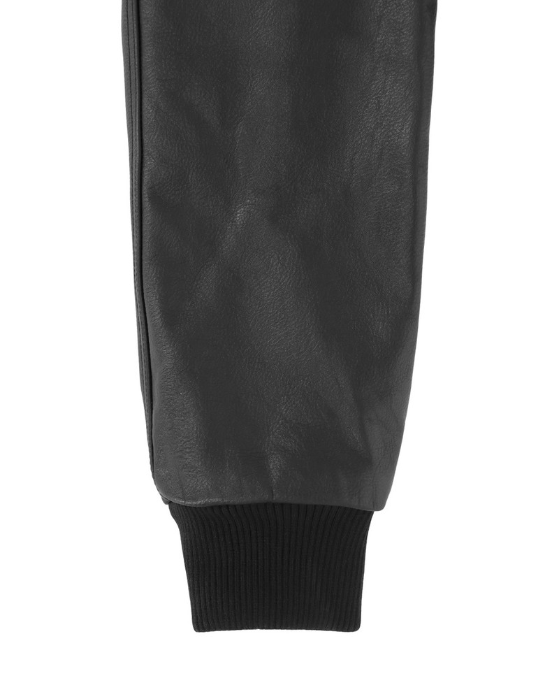 INTARSIA APPLIQUE LOGO LEATHER BOMBER 8