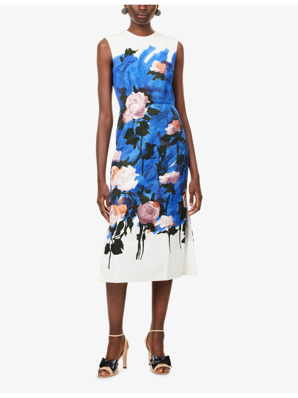 Floral Sleeveless Cotton-Blend Midi Dress - 3