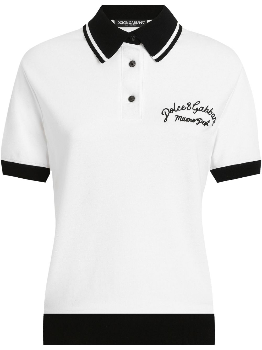 logo-embroidered cotton polo top - 1