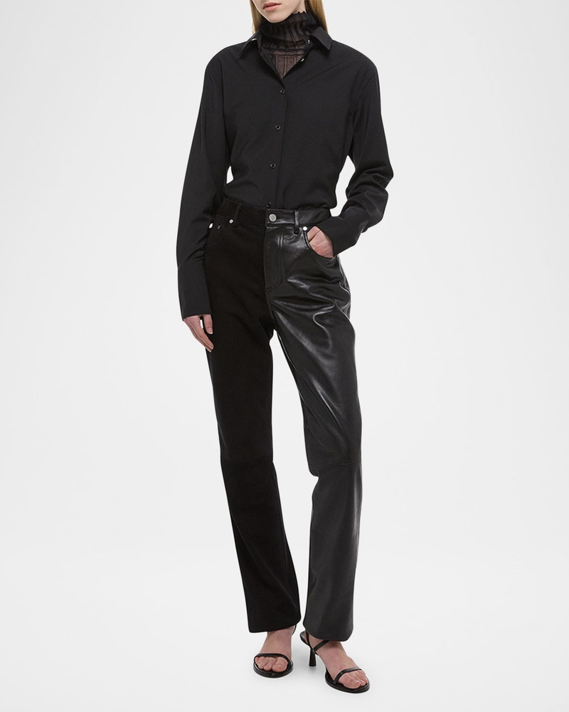 Helmut Lang Bisected Leather Denim Pants outlook