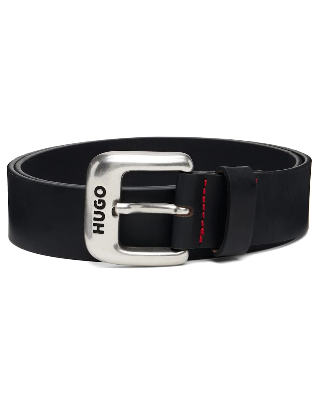 Black Buffed Leather Belt - 1