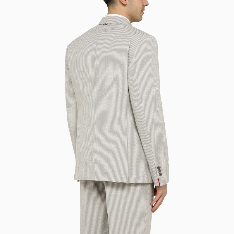 LIGHT GREY SINGLE-BREASTED PINSTRIPE JACKET - 3