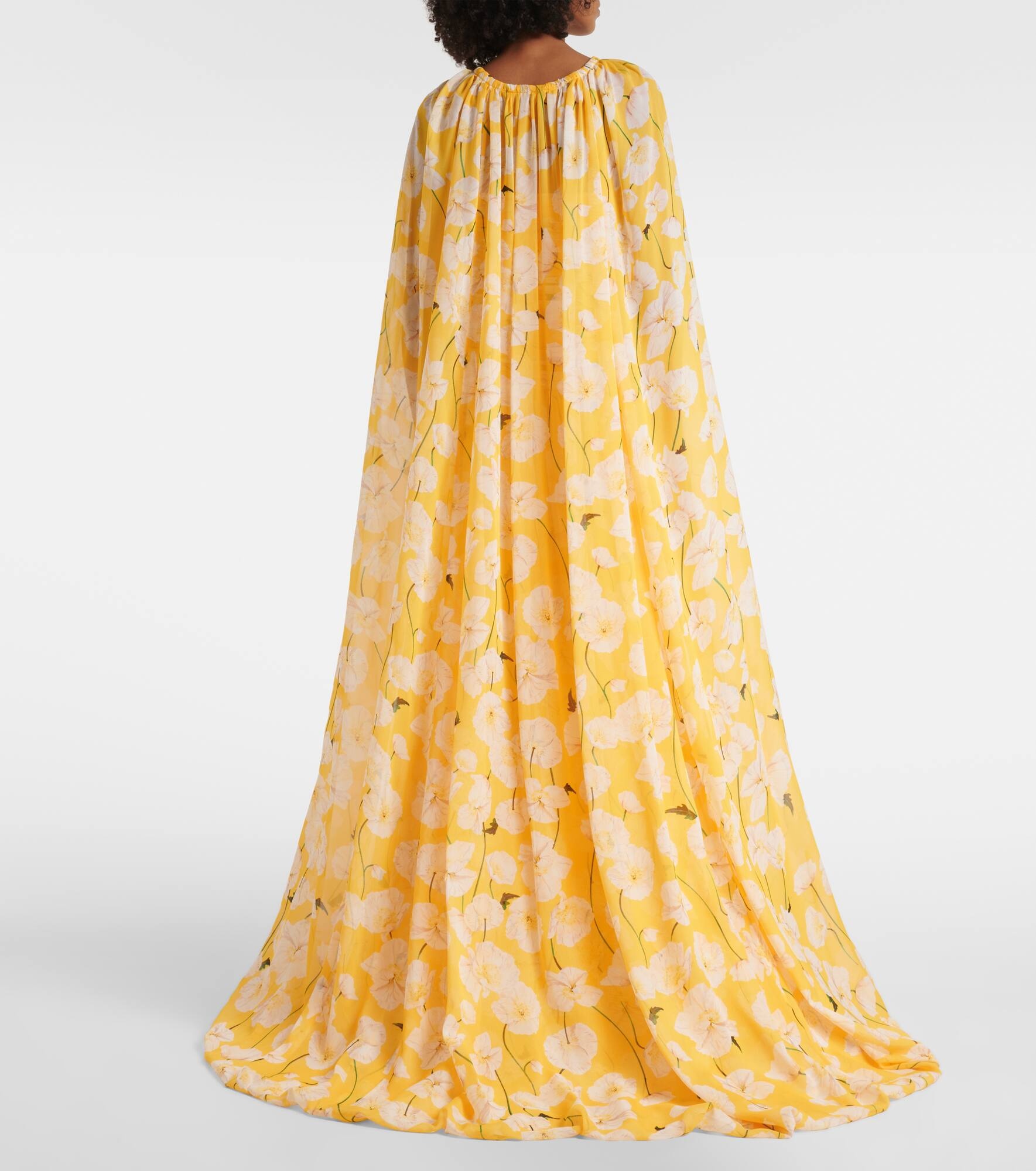 Gathered caped silk gown - 3