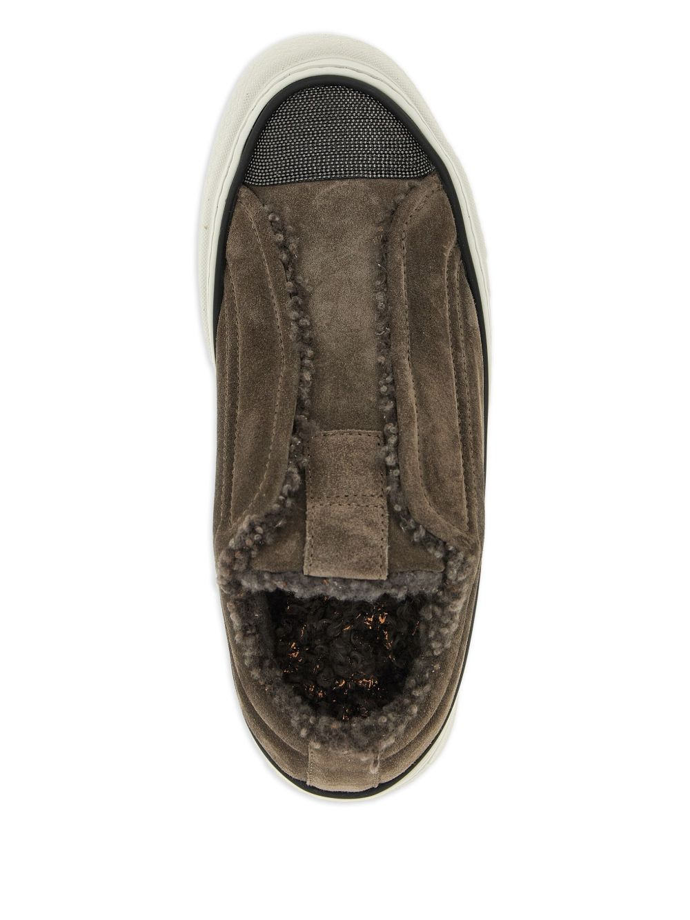 shearling-trim sneakers - 4