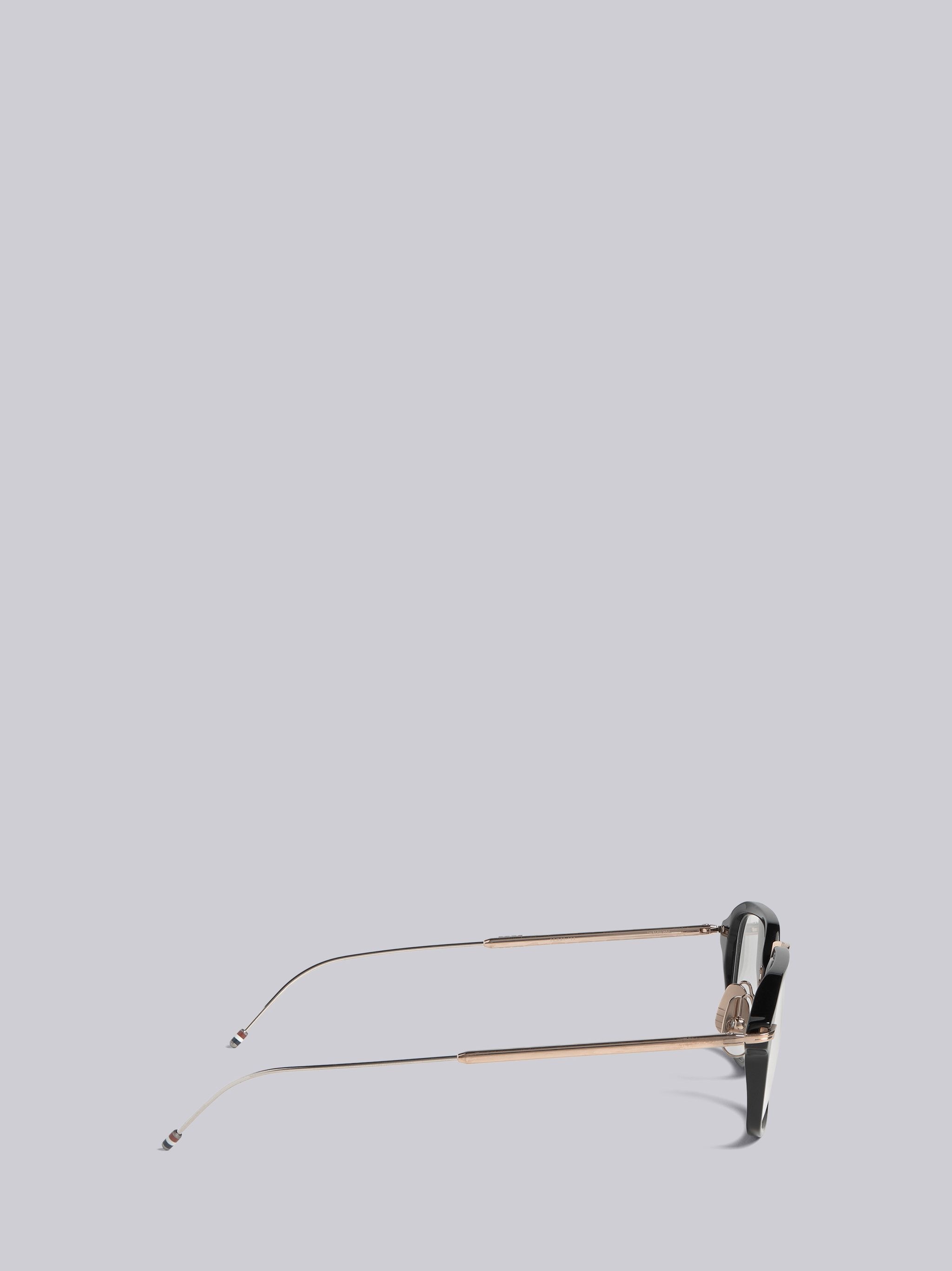 TB423 - Black And White Gold Clubmaster Glasses - 3