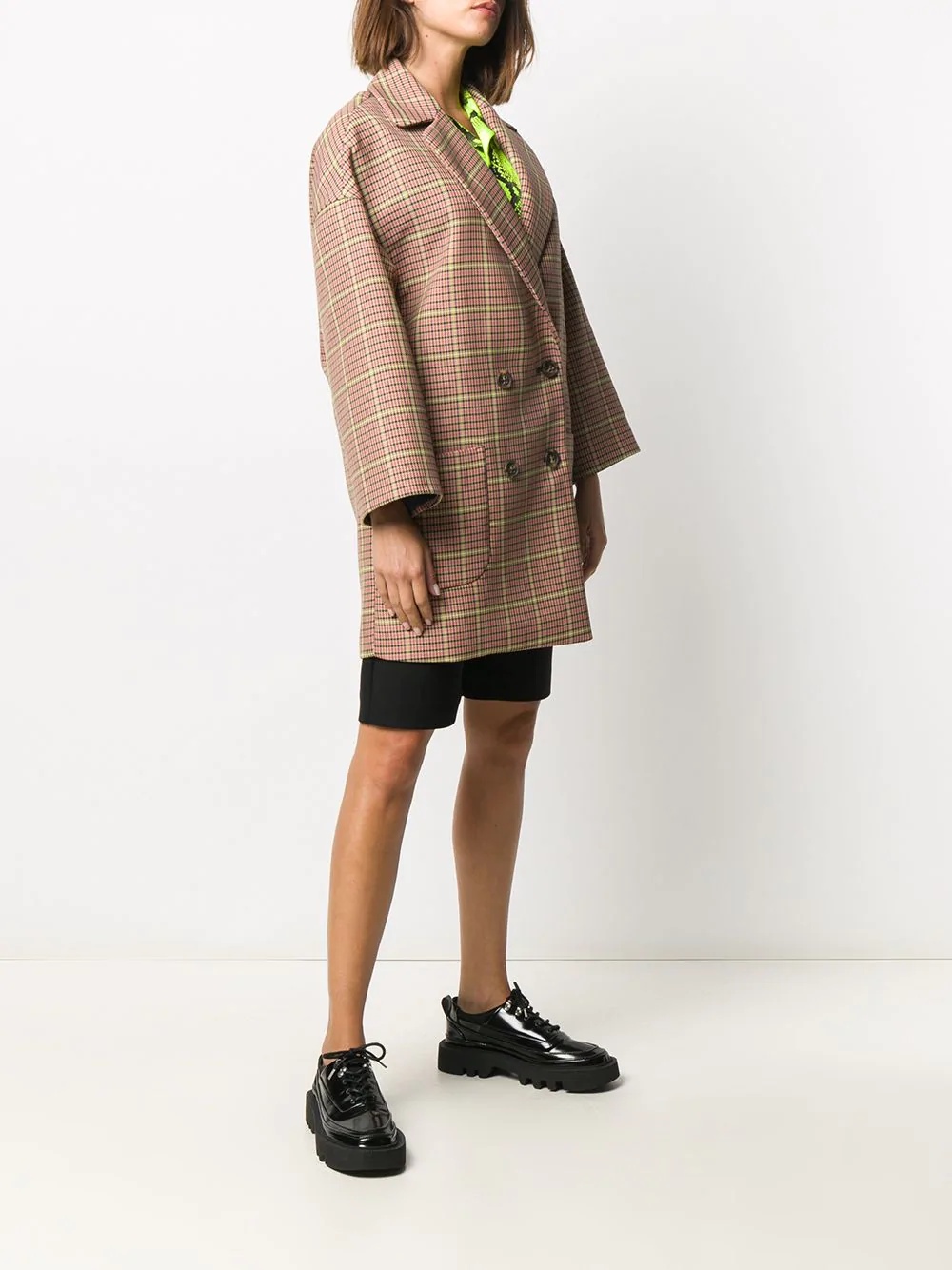 houndstooth double-breasted coat - 3