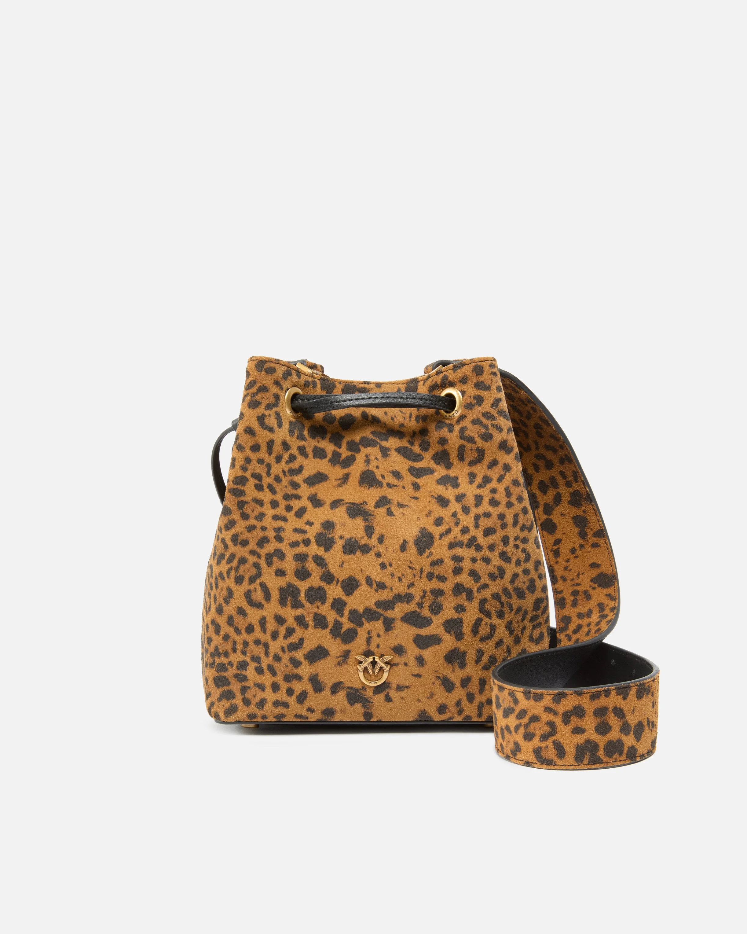 SMALL CROSSBODY BUCKET BAG IN LEOPARD-PRINT SUEDE - 1