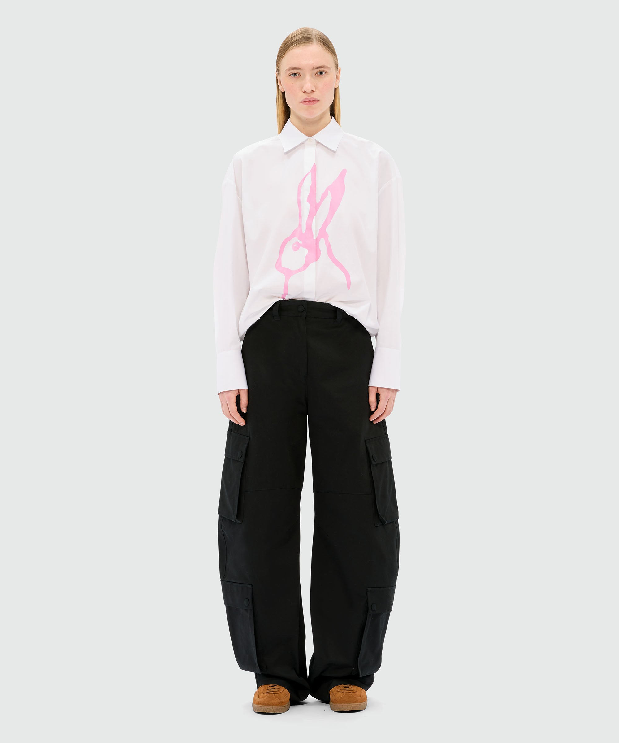 Black cotton drill cargo pants - 2
