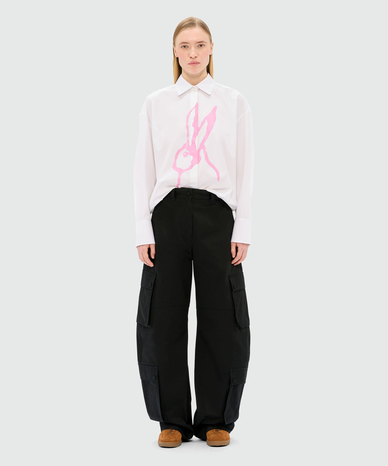 MSGM Black cotton drill cargo pants outlook