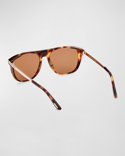 TOM FORD Lionel Acetate & Metal Square Sunglasses outlook