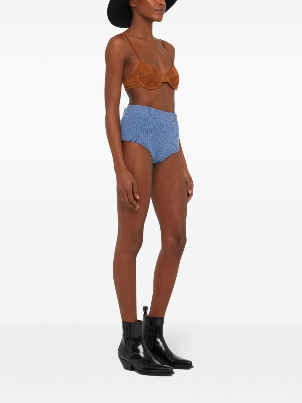 knitted high-waisted shorts - 4