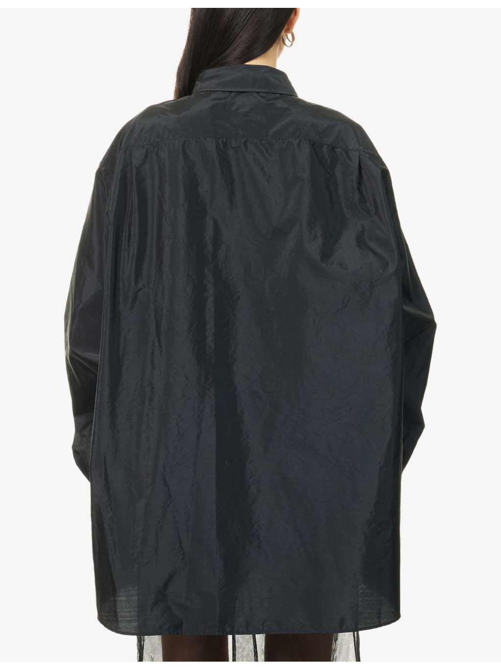 Oversized Long-Sleeves Woven Shirt - 4