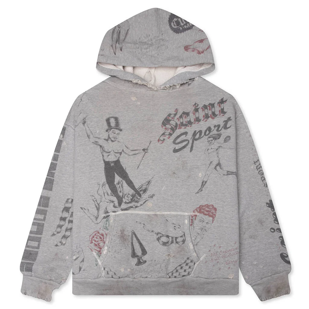DRAWING HOODIE - GREY - 1
