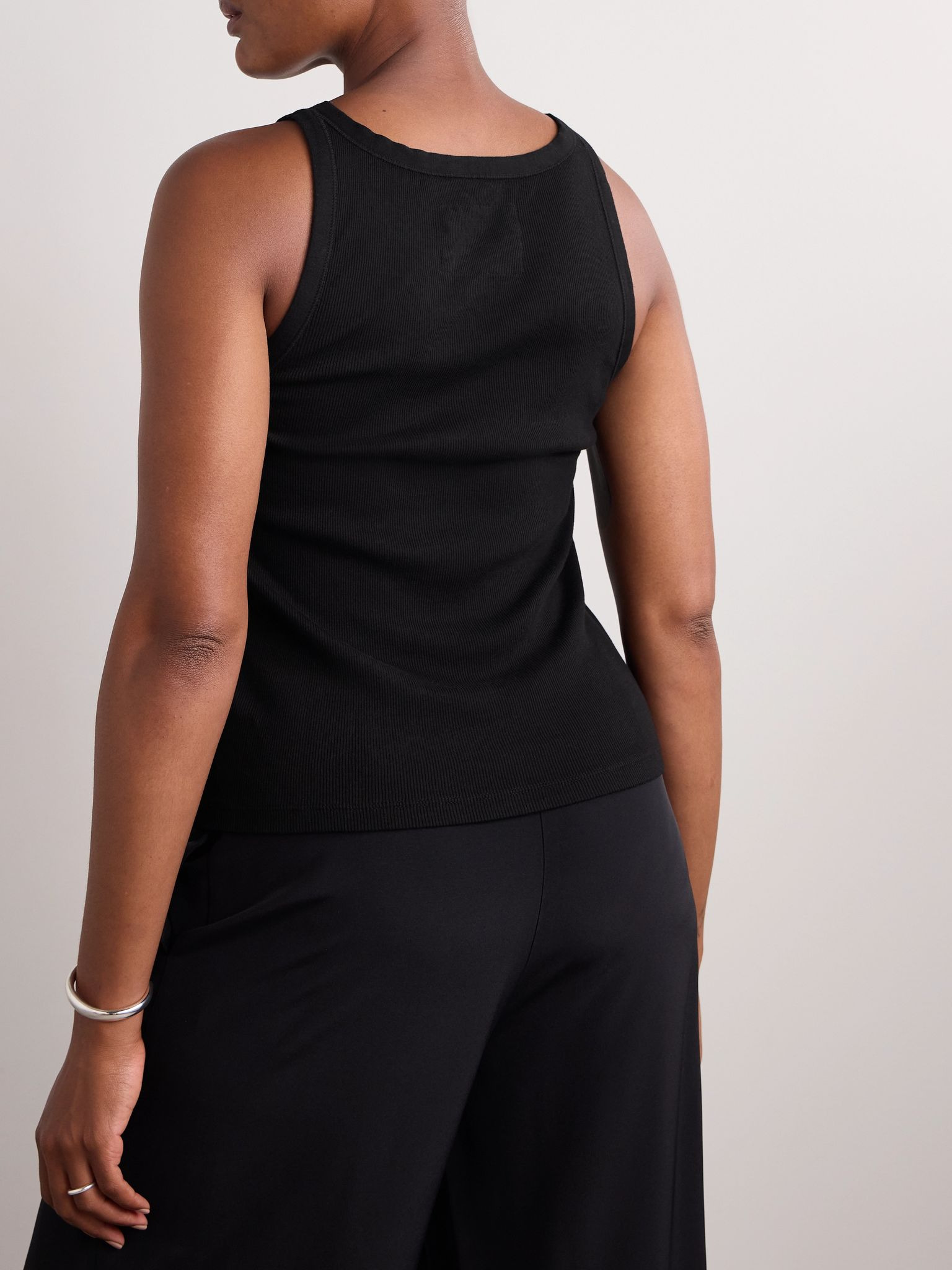Jennifer ribbed cotton-jersey tank Black - 4