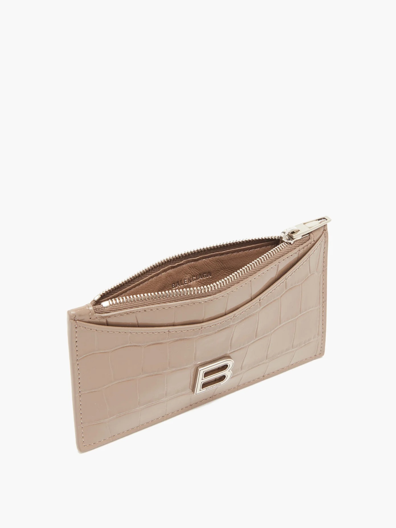 Hourglass zipped croc-effect leather cardholder - 4