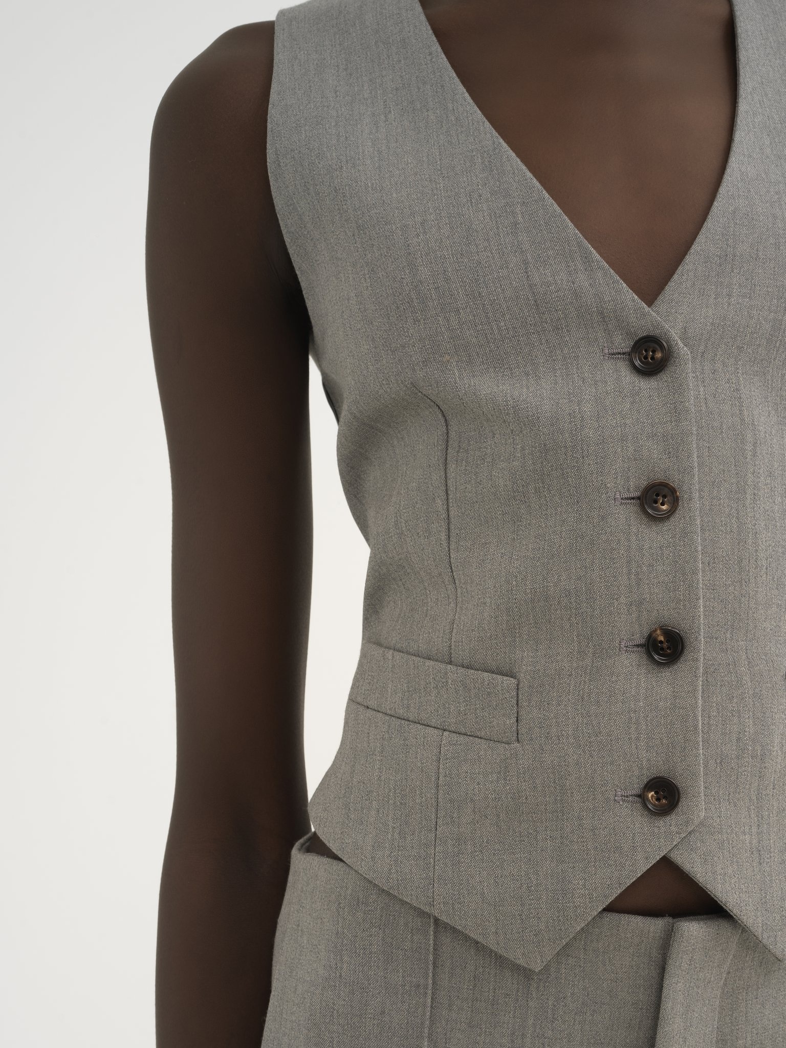 TAILORED WAISTCOAT IN WOOL GRAIN DE POUDRE - 6