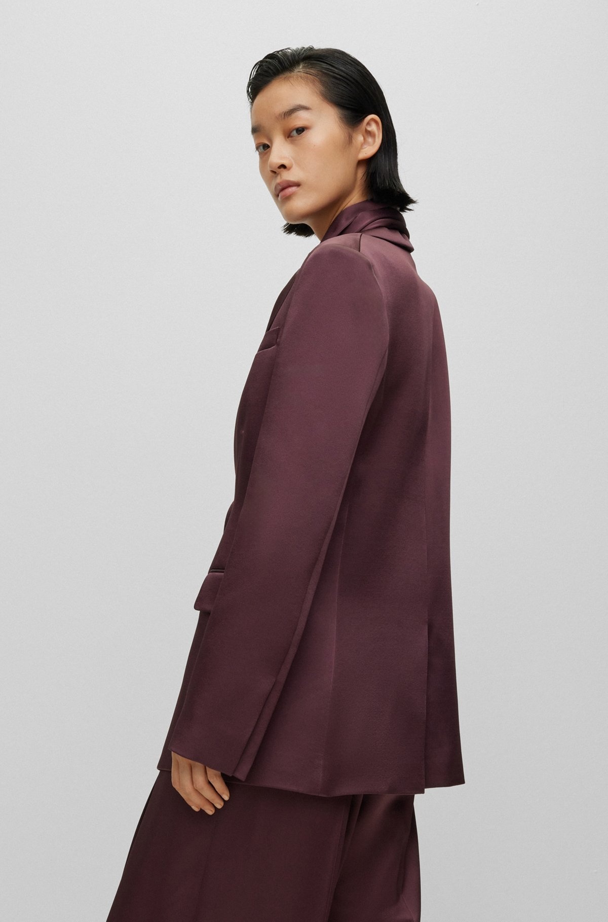 SINGLE-BREASTED BLAZER WITH SCARF DETAIL - 4