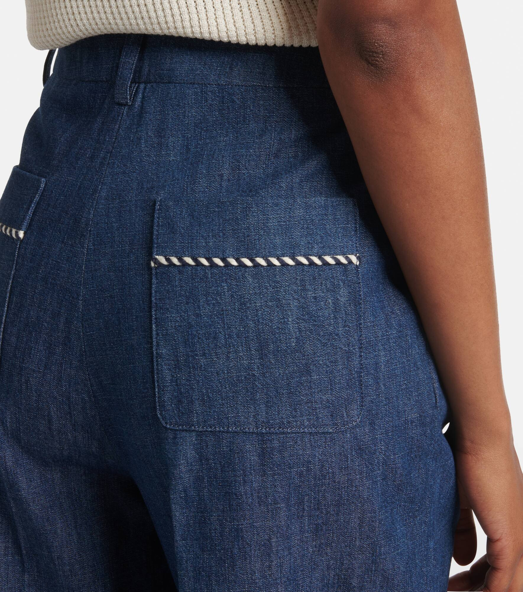 Chambray straight pants - 5