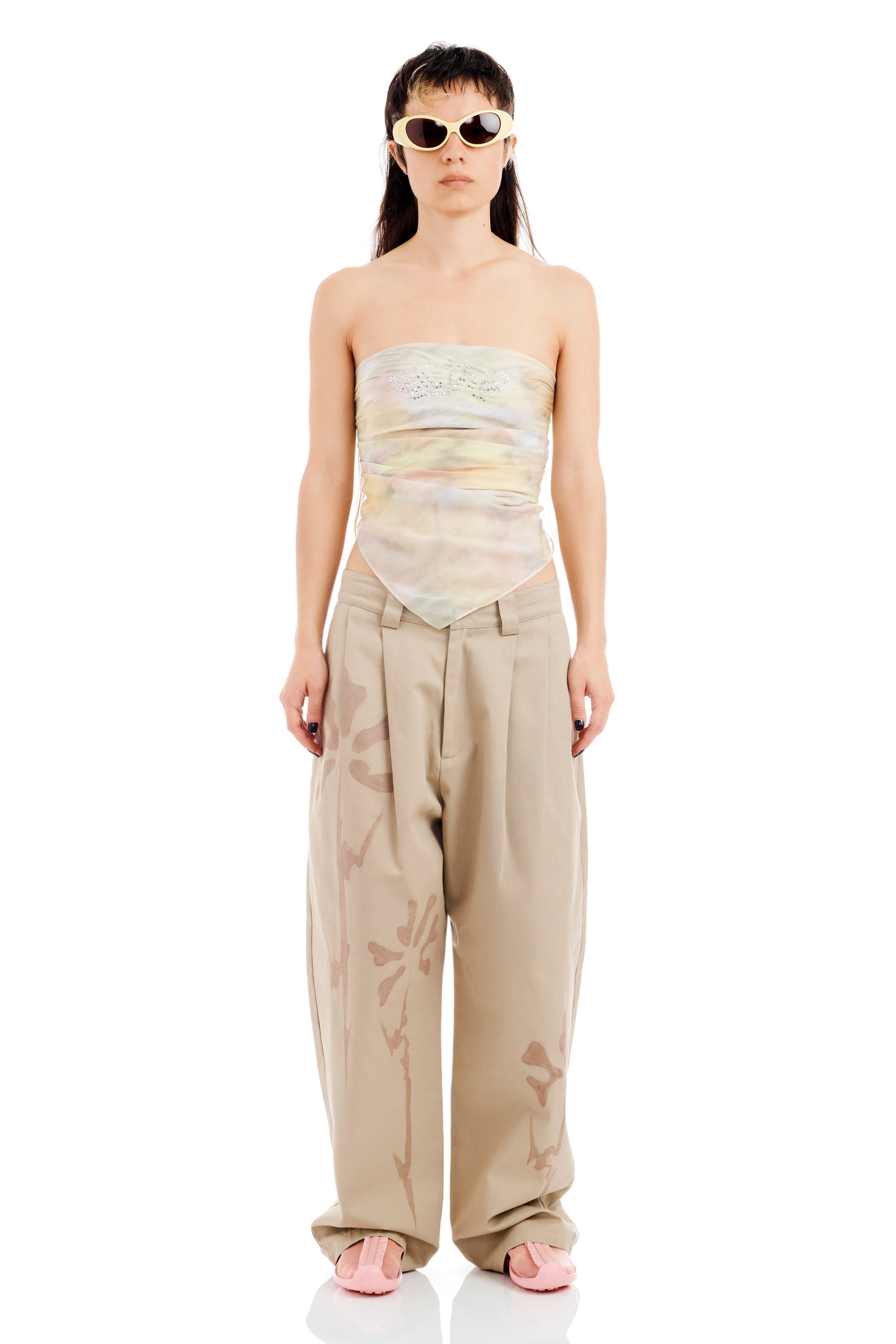 WASHED OCEAN FLOWERS PRINCESS FOULARD SCARF - 4