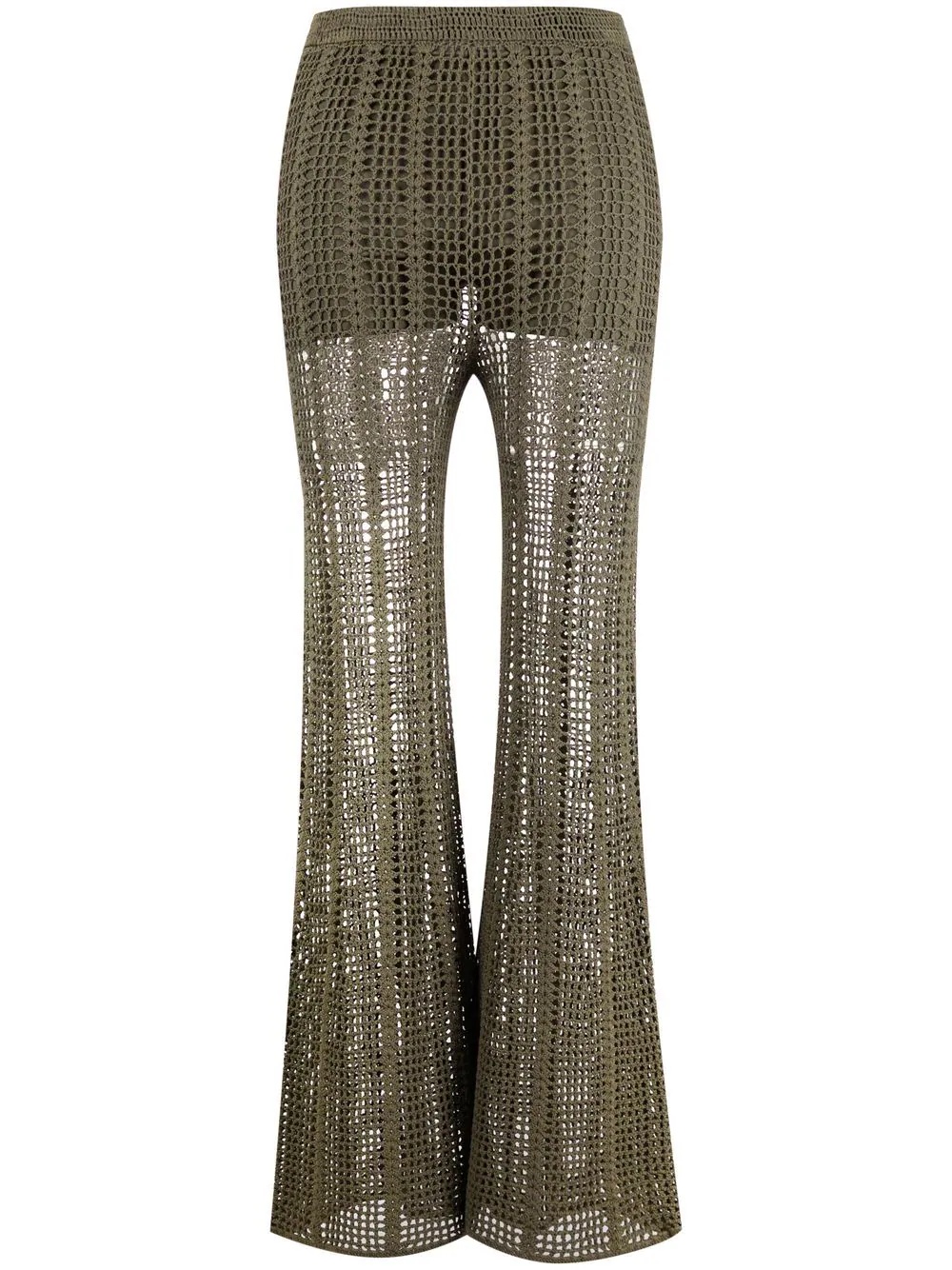 crochet-design flared trousers - 1