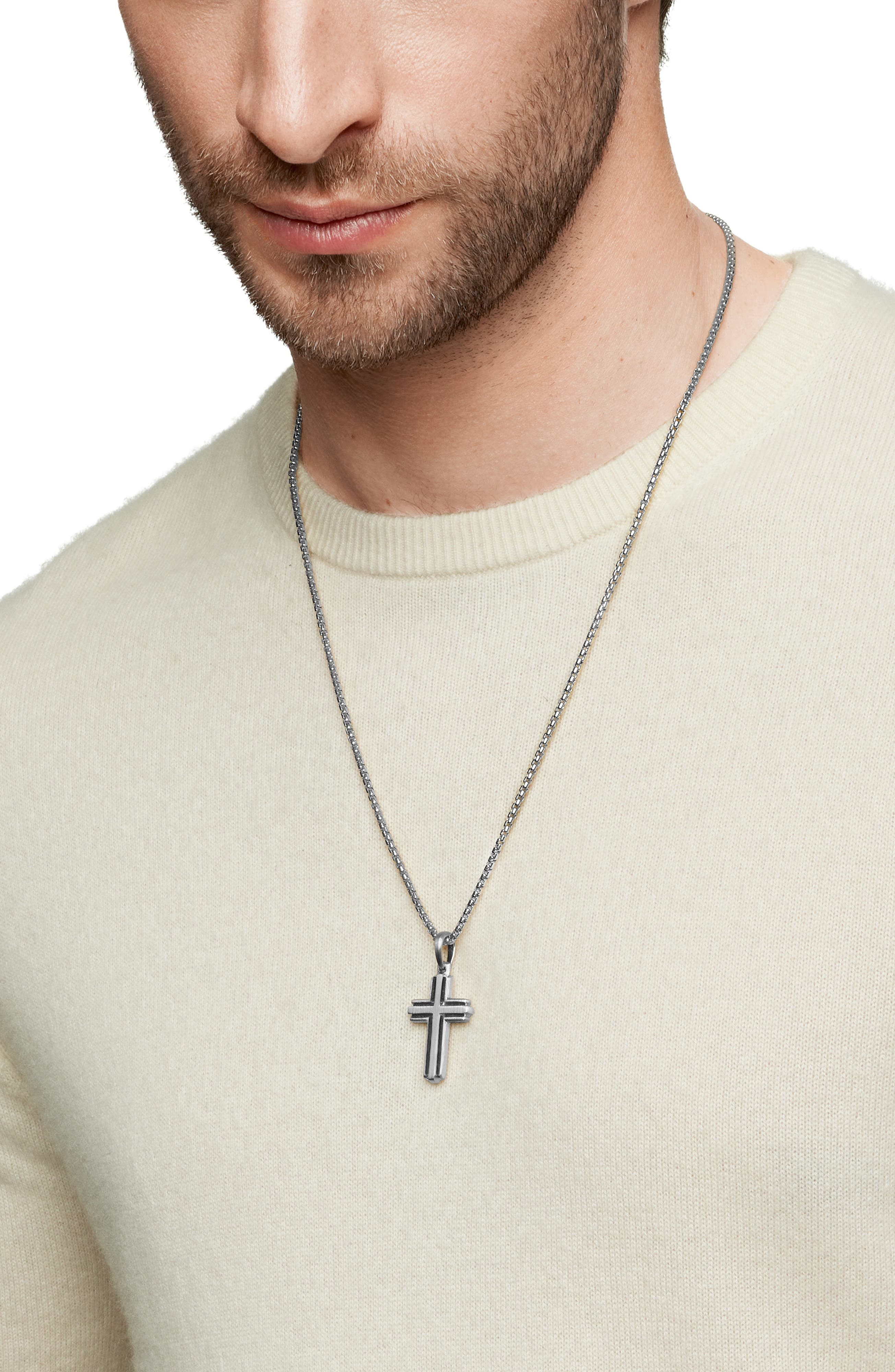 David Yurman Deco Cross Enhancer Pendant in Silver at Nordstrom - 3